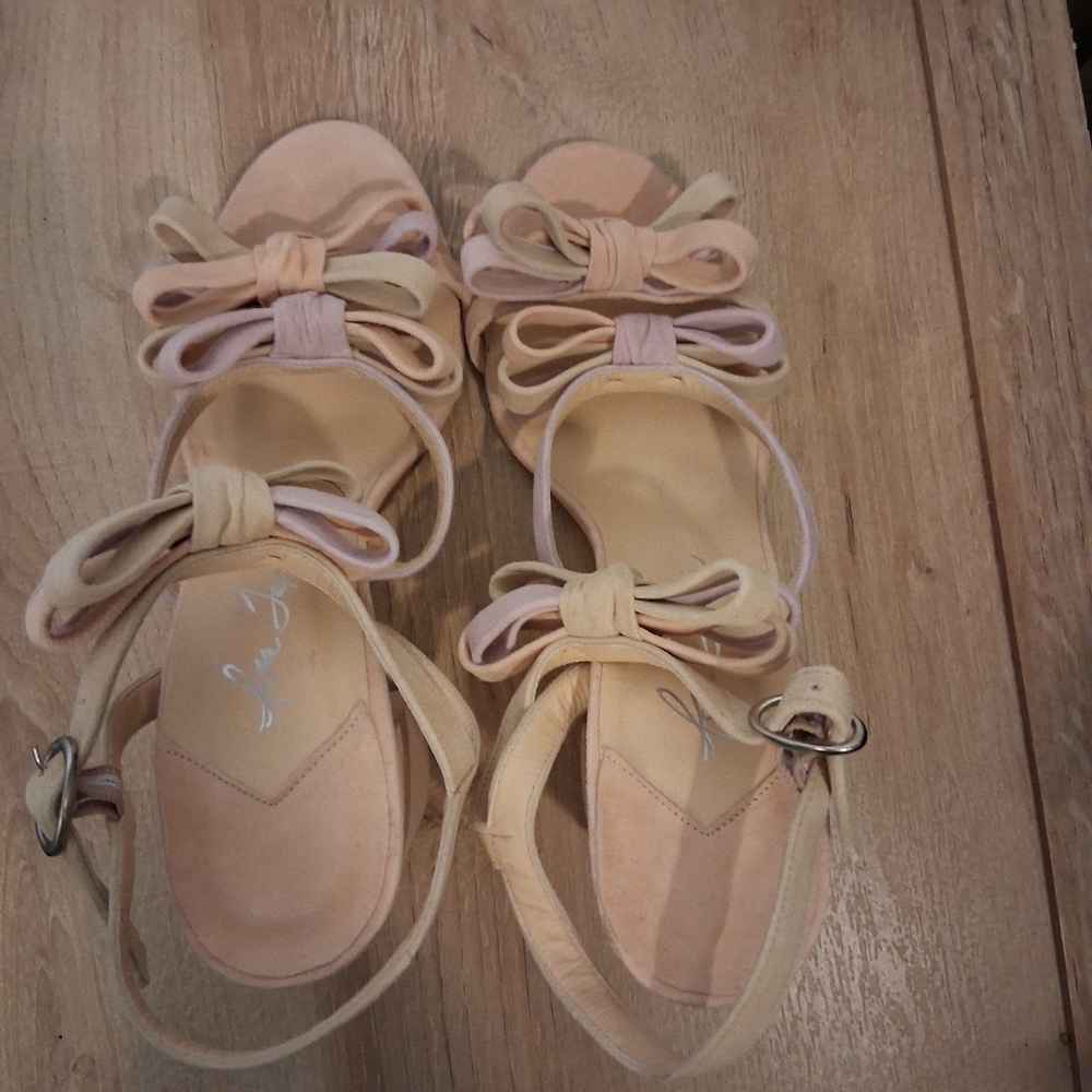 Isa Tapia Suede Pastel Bows Sandals Heels Eur Size 39 - Picture 4 of 6